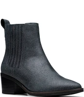 Clarks Signature Morzine Top Metallic Leather Chelsea Booties