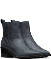 Clarks Signature Morzine Top Metallic Leather Chelsea Booties