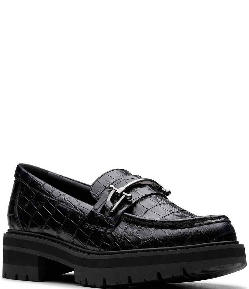 Clarks Signature Orianna Bit Crocodile Print Leather Bit Buckle Loafers