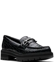 Clarks Signature Orianna Bit Crocodile Print Leather Bit Buckle Loafers