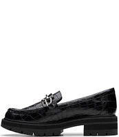 Clarks Signature Orianna Bit Crocodile Print Leather Bit Buckle Loafers