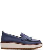 Clarks Signature Orianna Nubuck Suede Kiltie Fringe Penny Loafers