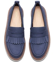 Clarks Signature Orianna Nubuck Suede Kiltie Fringe Penny Loafers