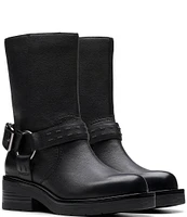 Clarks Signature Rebelle Up Leather Moto Mid Boots