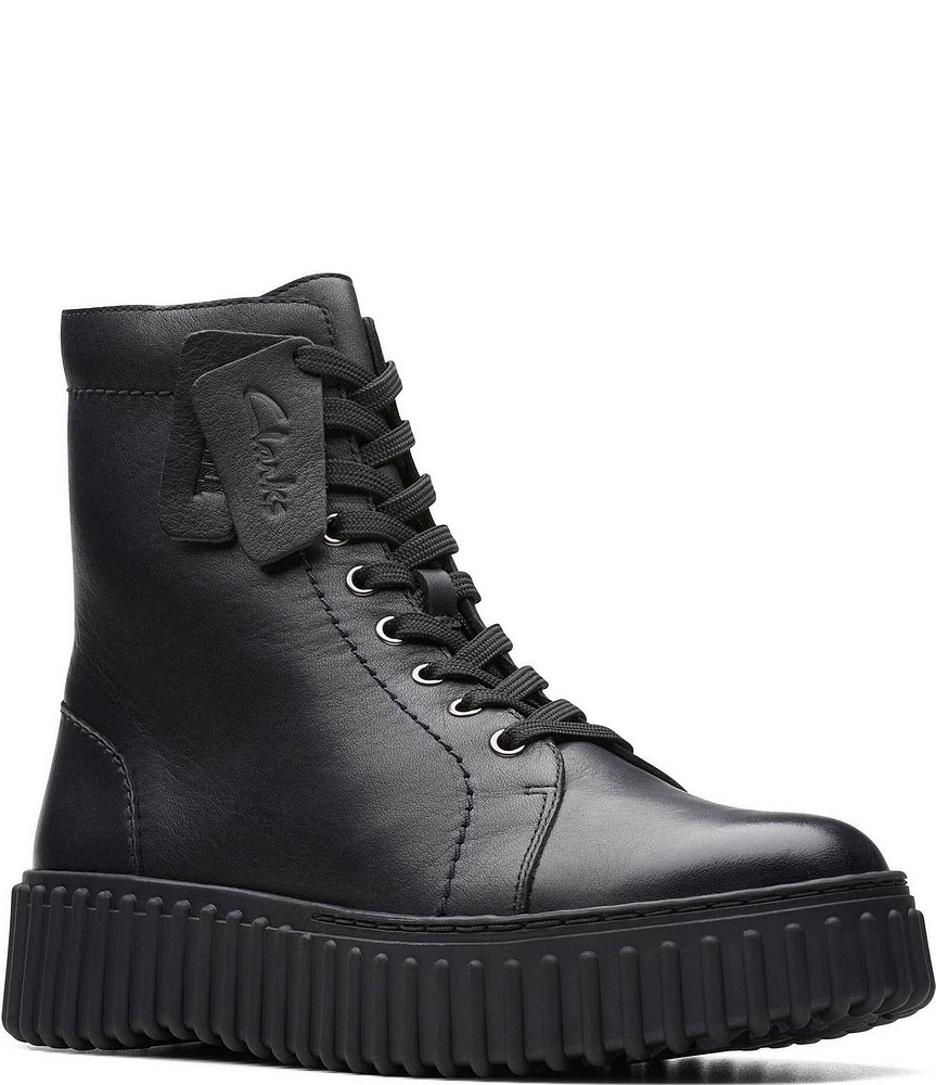 Clarks Signature Torhill Rise Leather Platform Combat Booties