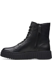 Clarks Signature Torhill Rise Leather Platform Combat Booties