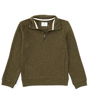 Class Club Big Boys 8-20 1/4 Zip Heathered Slub Pullover