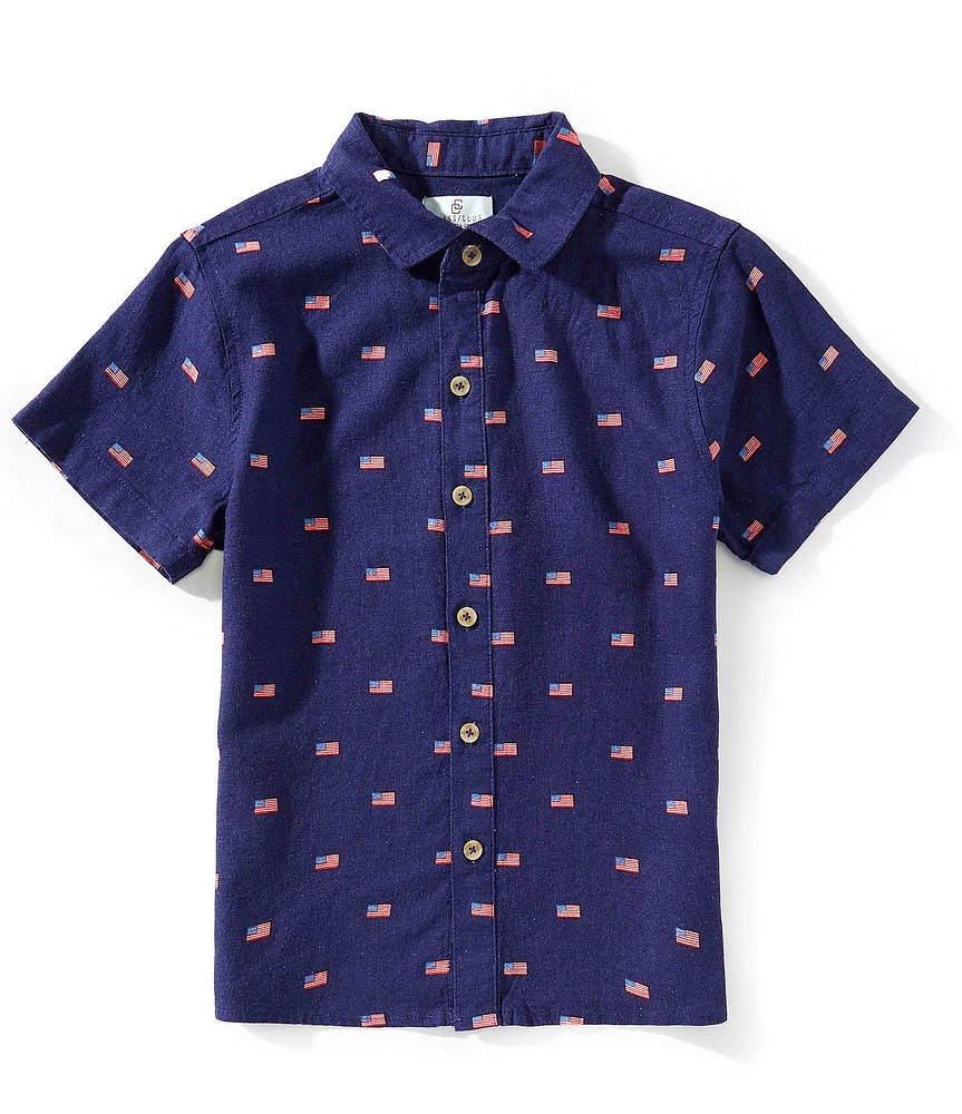 Class Club Big Boys 8-20 American Flag Print Woven Shirt