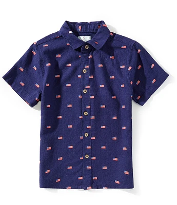 Class Club Big Boys 8-20 American Flag Print Woven Shirt