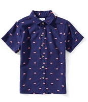 Class Club Big Boys 8-20 American Flag Print Woven Shirt
