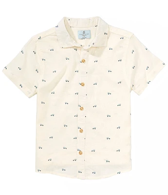 Class Club Big Boys 8-20 Bronco Print Woven Linen Button Front Shirt