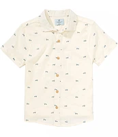 Class Club Big Boys Bronco Print Woven Linen Button Front Shirt