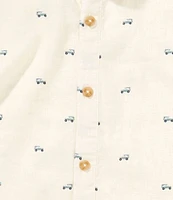 Class Club Big Boys Bronco Print Woven Linen Button Front Shirt