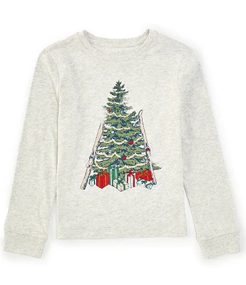 Class Club Big Boys 8-20 Holiday Ski Christmas Tree Long Sleeve T-Shirt