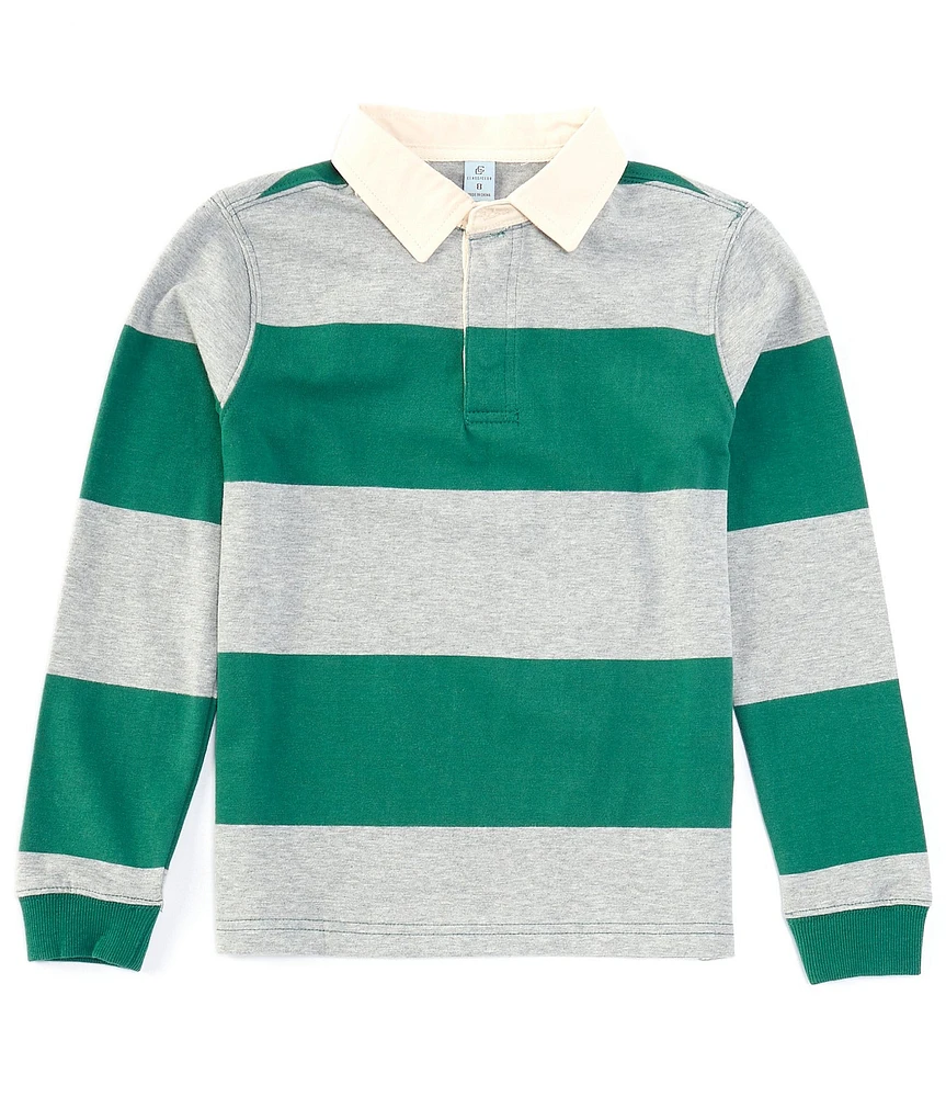 Class Club Big Boys 8-20 Long Sleeve Horizontal Striped Rugby Shirt