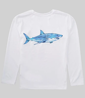 Class Club Big Boys 8-20 Long Sleeve Shark Screen Print Rashguard