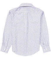 Class Club Big Boys 8-20 Long Sleeve Non-Iron Blue Grid Dress Shirt