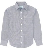 Class Club Big Boys 8-20 Non-Iron Point Collar Blue Print Dress Shirt