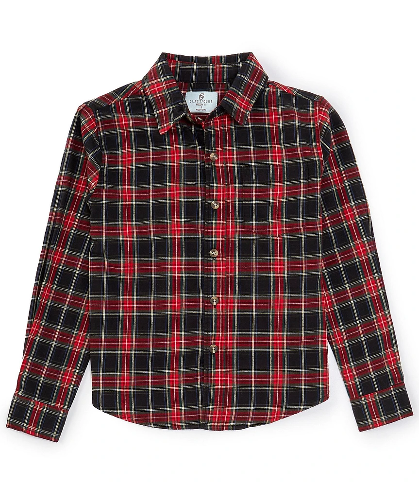 Class Club Big Boys 8-20 Plaid Button Front Sport Shirt