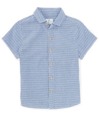 Class Club Big Boys 8-20 Short Sleeve Geo Print Woven Shirt