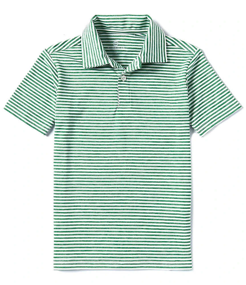 Class Club Big Boys 8-20 Short Sleeve Heather Feeder Stripe Synthetic Polo Shirt