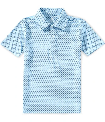 Class Club Big Boys 8-20 Short Sleeve Synthetic Baseball Bat Print Polo Shirt