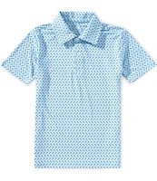 Class Club Big Boys 8-20 Short Sleeve Synthetic Baseball Bat Print Polo Shirt