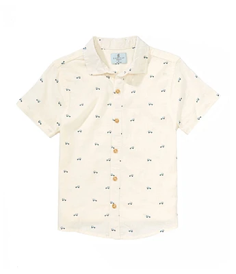 Class Club Little Boys 2T-7 Bronco Print Woven Linen Button Front Shirt
