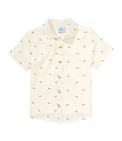 Class Club Little Boys 2T-7 Bronco Print Woven Linen Button Front Shirt