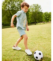 Class Club Little Boys 2T-7 Fish Print Woven Linen Button Front Shirt