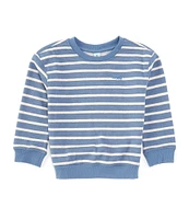 Class Club Little Boys 2T-7 Long Sleeve French Terry Stripe Crew Neck Pullover