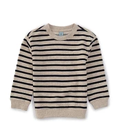 Class Club Little Boys 2T-7 Long Sleeve French Terry Stripe Crew Neck Pullover