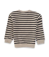 Class Club Little Boys 2T-7 Long Sleeve French Terry Stripe Crew Neck Pullover