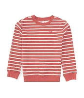 Class Club Little Boys 2T-7 Long Sleeve French Terry Stripe Crew Neck Pullover