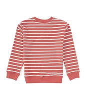 Class Club Little Boys 2T-7 Long Sleeve French Terry Stripe Crew Neck Pullover