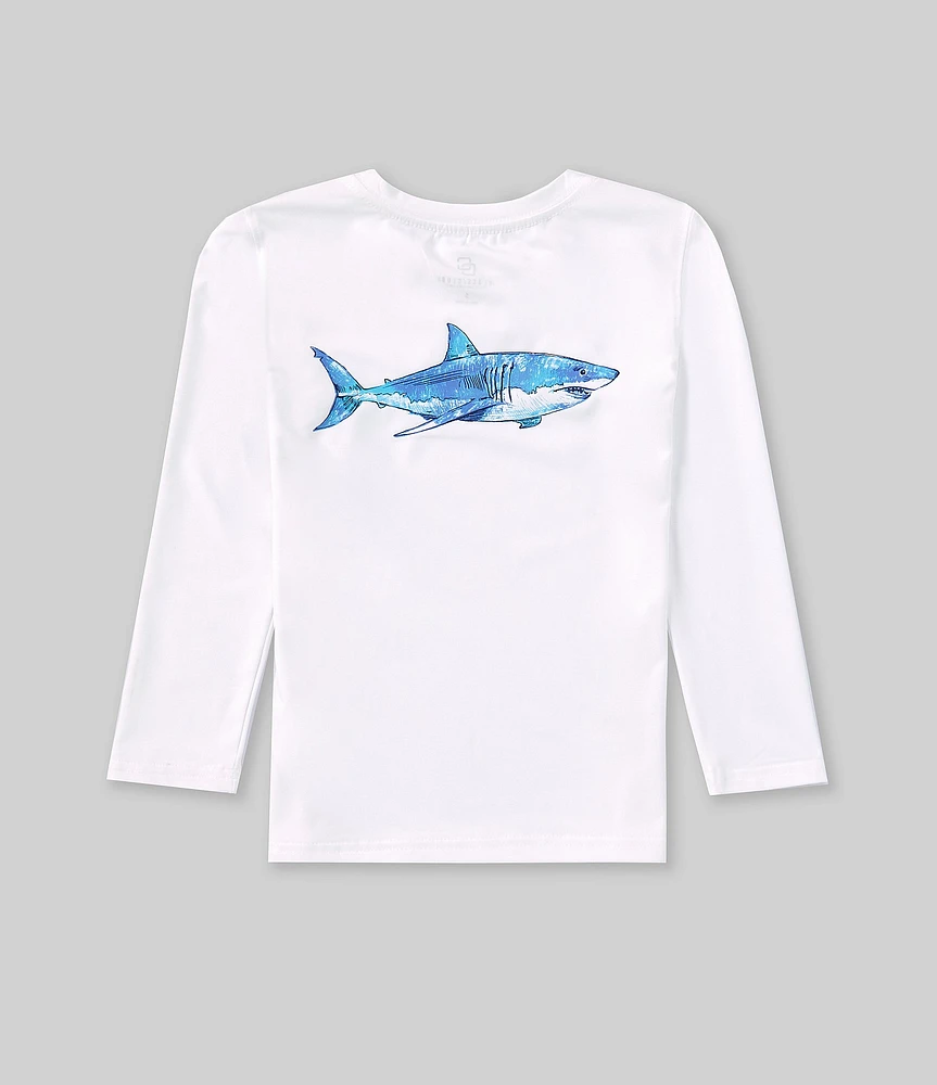 Class Club Little Boys 2T-7 Long Sleeve Shark Screen Print Rashguard