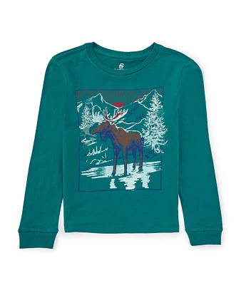 Class Club Little Boys 2T-7 Moose Long Sleeve Graphic T-Shirt