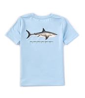 Class Club Little Boys 2T-7 Short Sleeve Shark Screen Print Rashguard