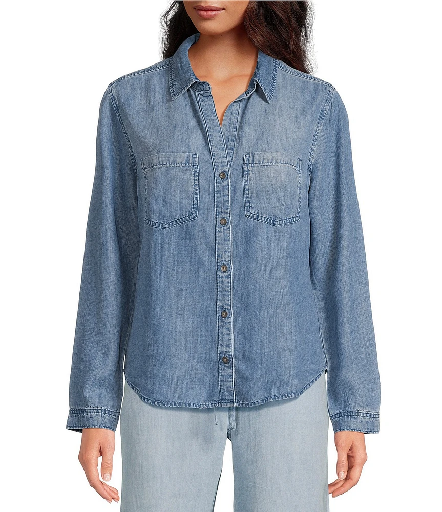 Cloth & Stone Collared Long Sleeve Button Front Lyocell Shirt