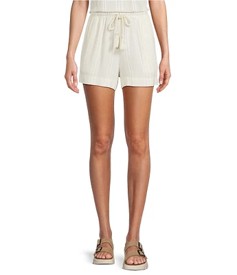 Cloth & Stone Drawcord Knit Stripe Print Mid Rise Coordinating Shorts