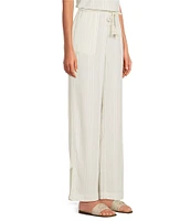 Cloth & Stone Knit Mid Rise Striped Tie Waist Wide Leg Coordinating Pants