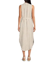 Cloth & Stone Linen Blend Button Front Midi Dress