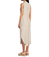 Cloth & Stone Linen Blend Button Front Midi Dress