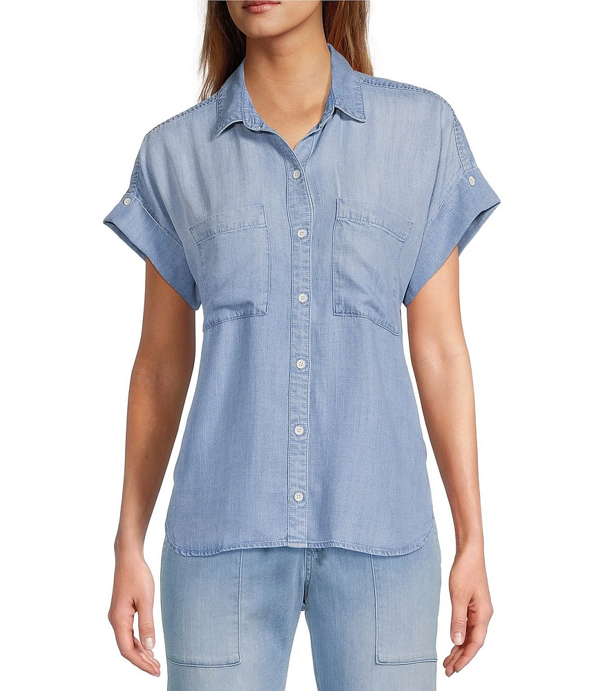 Cloth & Stone Chambray Short Sleeve Button Front Shirt