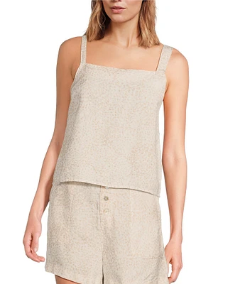 Cloth & Stone Square Neck Button Back Linen Blend Coordinating Tank