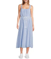 Cloth & Stone Stripe Linen Blend Braided Belt Tie Maxi Dress