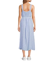 Cloth & Stone Stripe Linen Blend Braided Belt Tie Maxi Dress