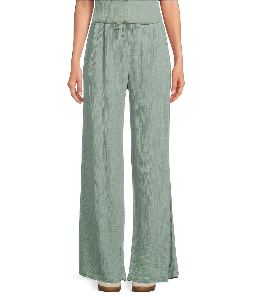 Cloth & Stone Woven Crinkle High Rise Wide Leg Pants