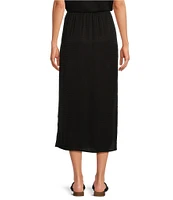 Cloth & Stone Woven High Rise Side Slit A-Line Midi Skirt