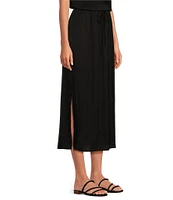 Cloth & Stone Woven High Rise Side Slit A-Line Midi Skirt